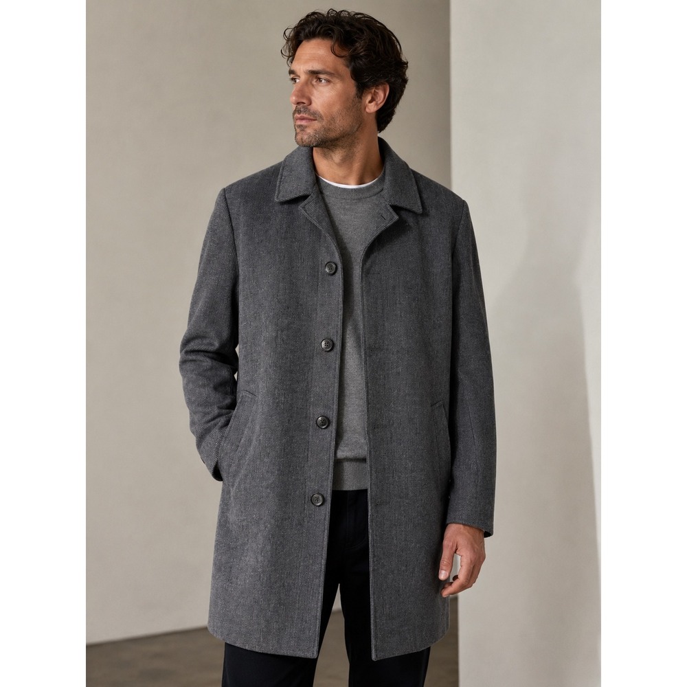 London Fog Signature Mens Charcoal Grey Wool Blend Car Coat Overcoat Jacket
